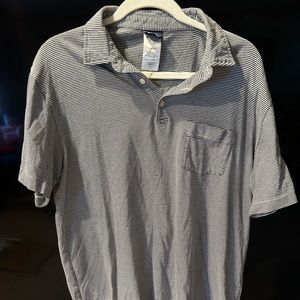Patagonia Striped Organic Cotton Golf Polo Shirt — Mens Large